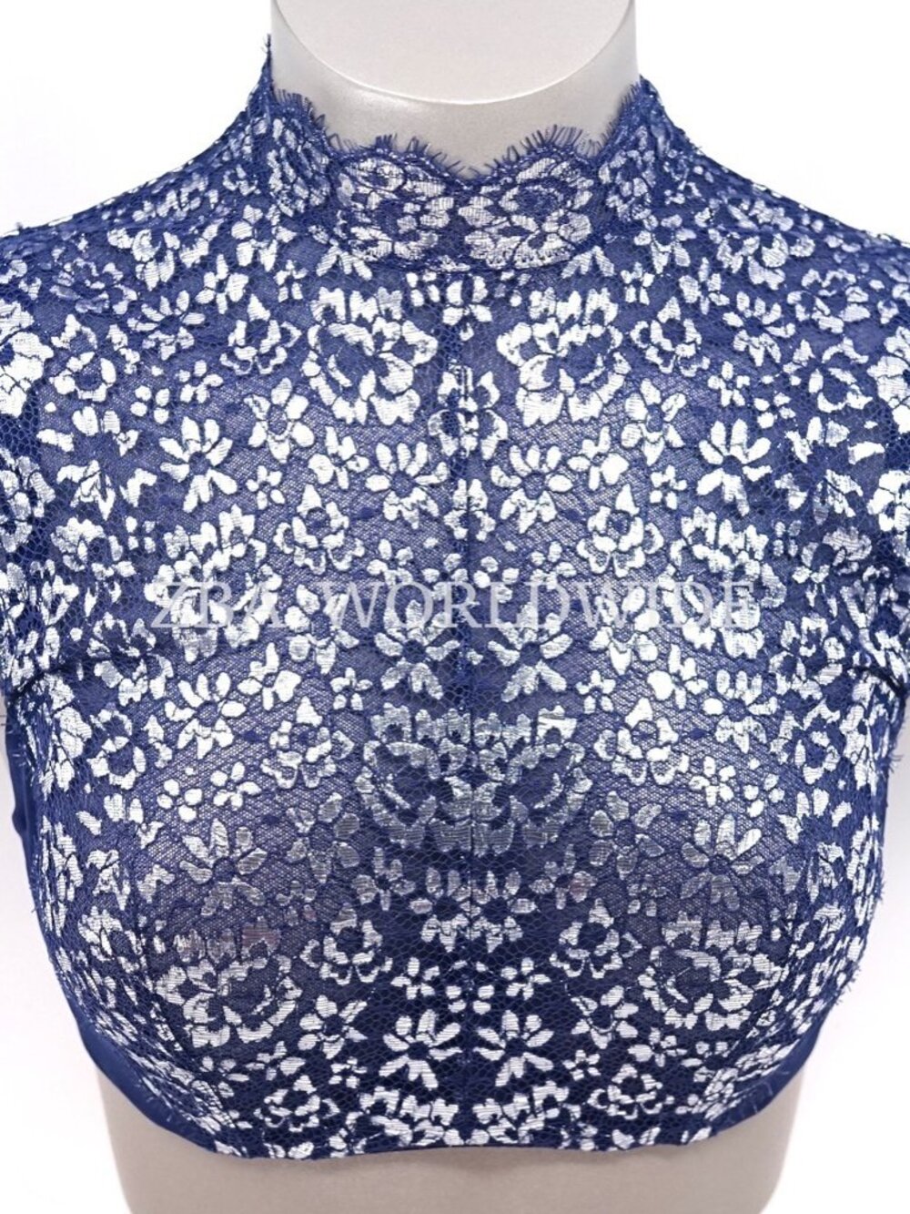 Victoria's Secret Dream Angels unlined demi bra top blue silver 34C high neck
